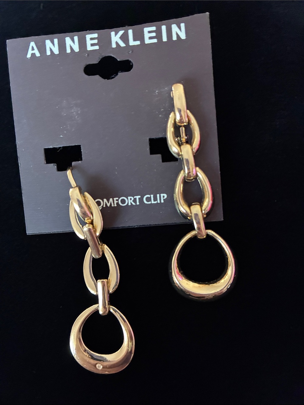 Anne Klein Gold Tone Linked Drop Earrings